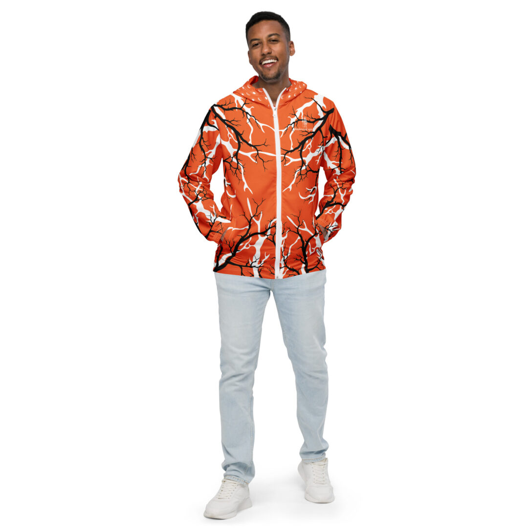 Safety Orange Skater Alternative Spooky Halloween Hardocre Men’s windbreaker Giant Bat Shadowed Spirits - Image 5