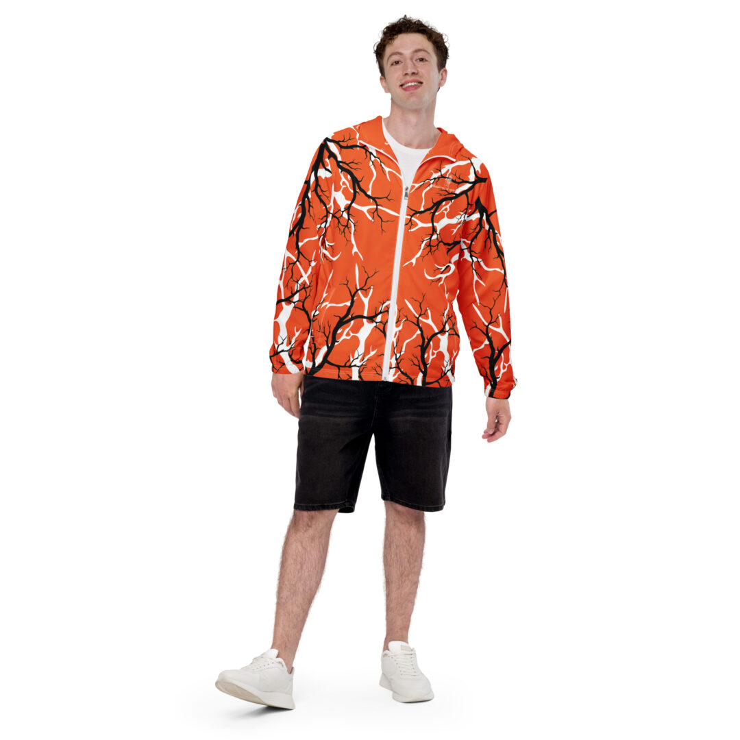 Safety Orange Skater Alternative Spooky Halloween Hardocre Men’s windbreaker Giant Bat Shadowed Spirits - Image 10