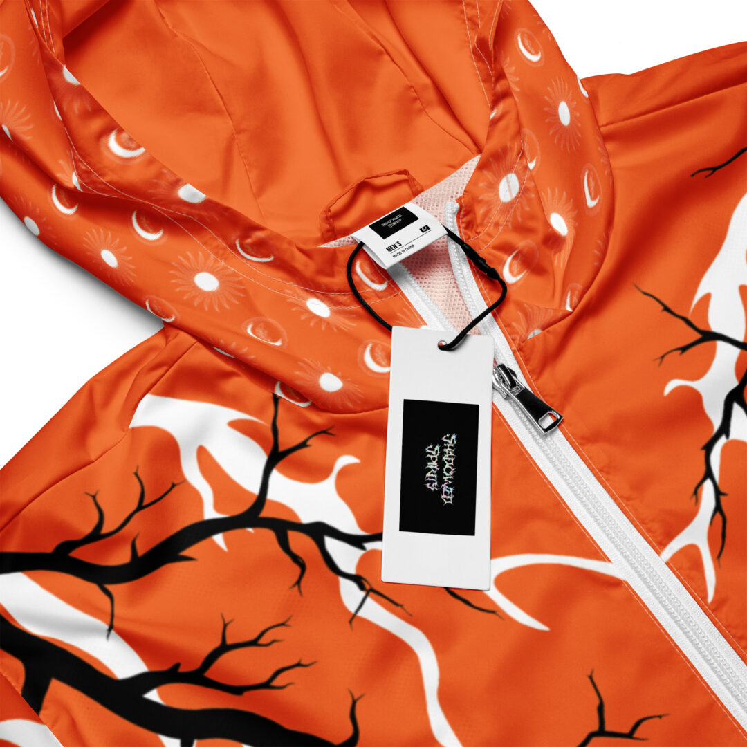 Safety Orange Skater Alternative Spooky Halloween Hardocre Men’s windbreaker Giant Bat Shadowed Spirits - Image 3