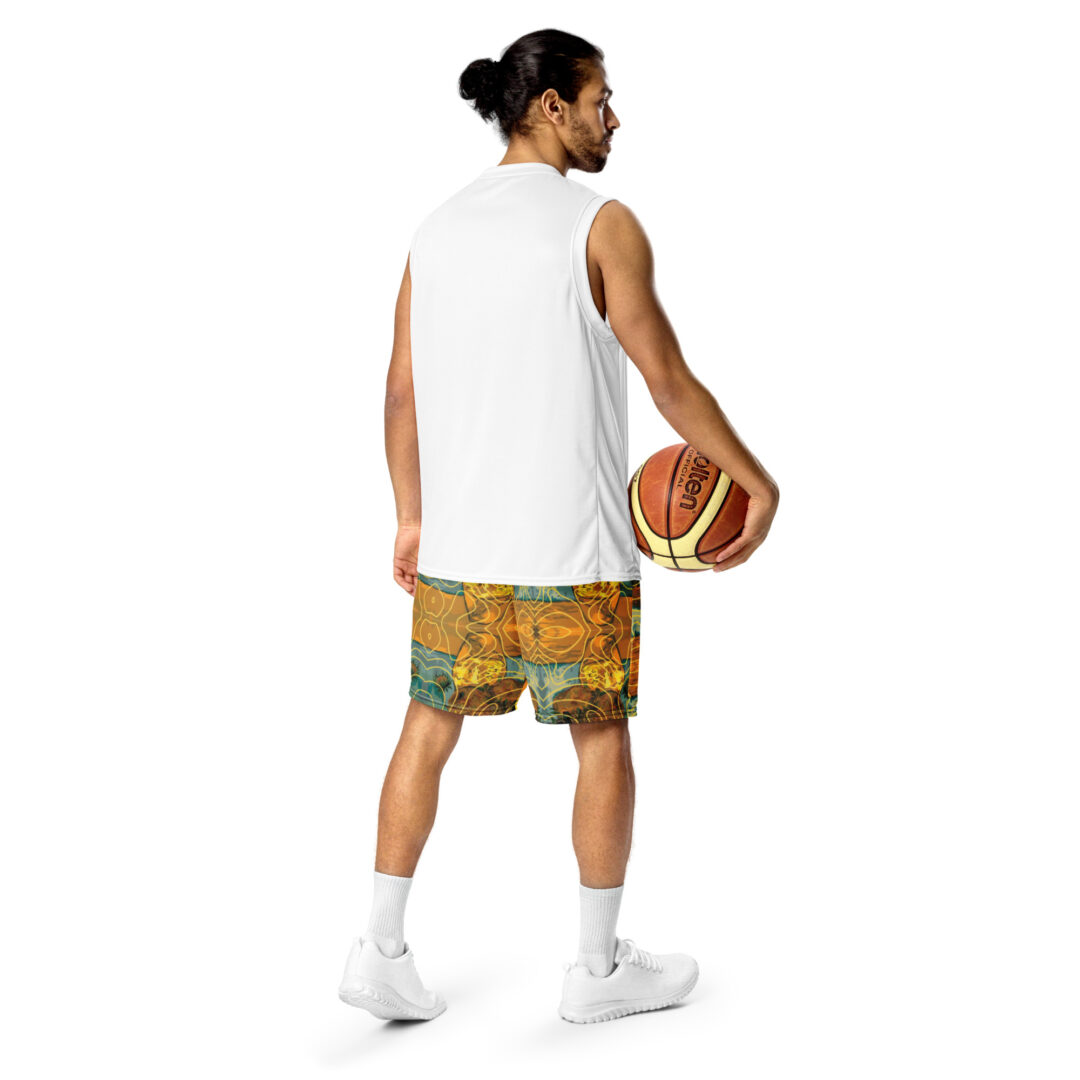 Van Gogh Sunflower Athletic premium graphic shorts with pockets | Up to 6XL Festival Streetwear - Image 7