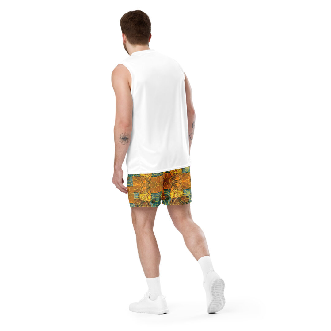 Van Gogh Sunflower Athletic premium graphic shorts with pockets | Up to 6XL Festival Streetwear - Image 9