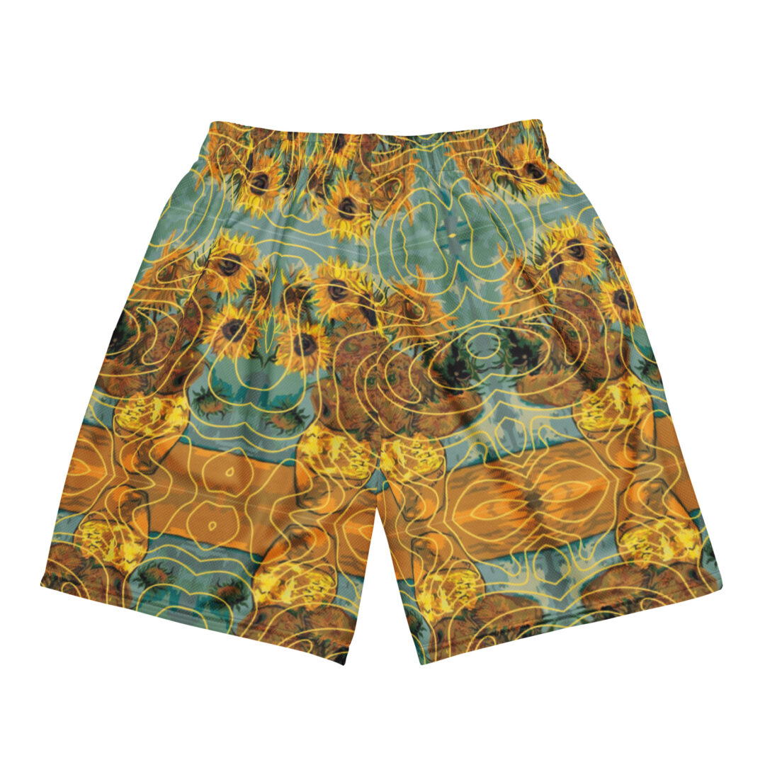 Van Gogh Sunflower Athletic premium graphic shorts with pockets | Up to 6XL Festival Streetwear - Image 10