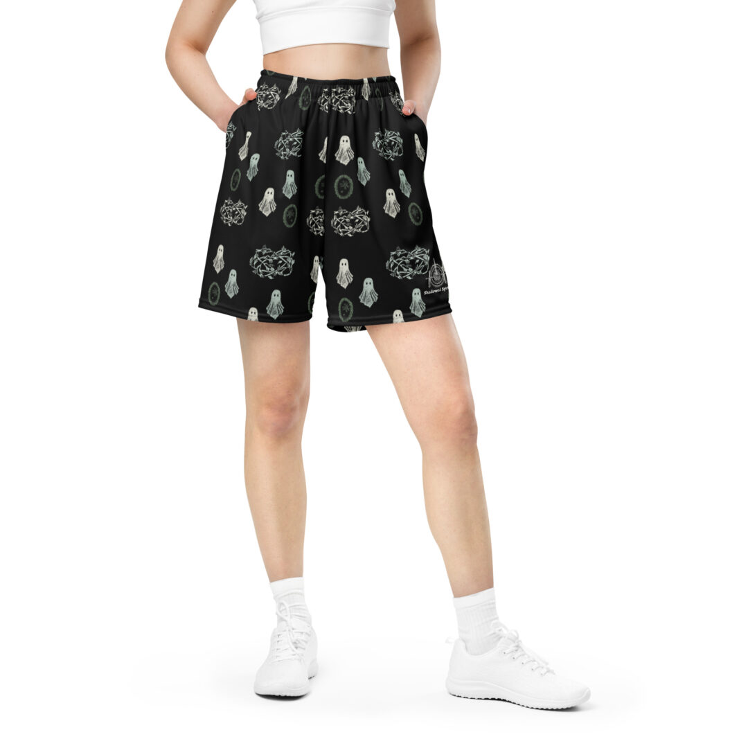 Spooky Season Haunted Ghost Unisex Athletic Shorts | Premium Graphics with Pockets - Image 4