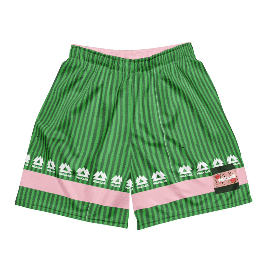 Wakaan Watermelon Print Green Pink All-Over Print Unisex Athletic Shorts 6" inseam