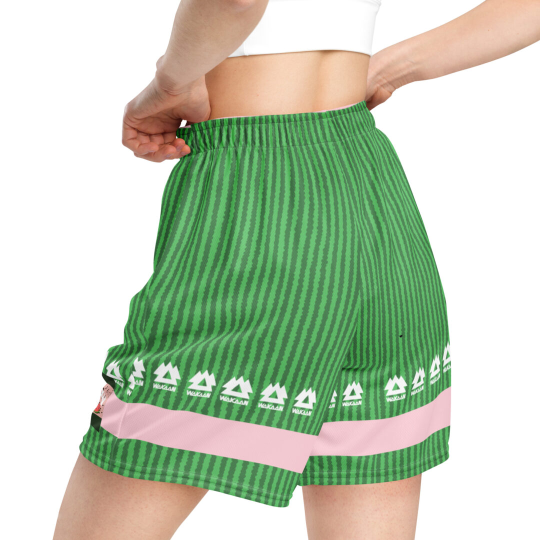 Wakaan Watermelon Print Green Pink All-Over Print Unisex Athletic Shorts 6" inseam - Image 4