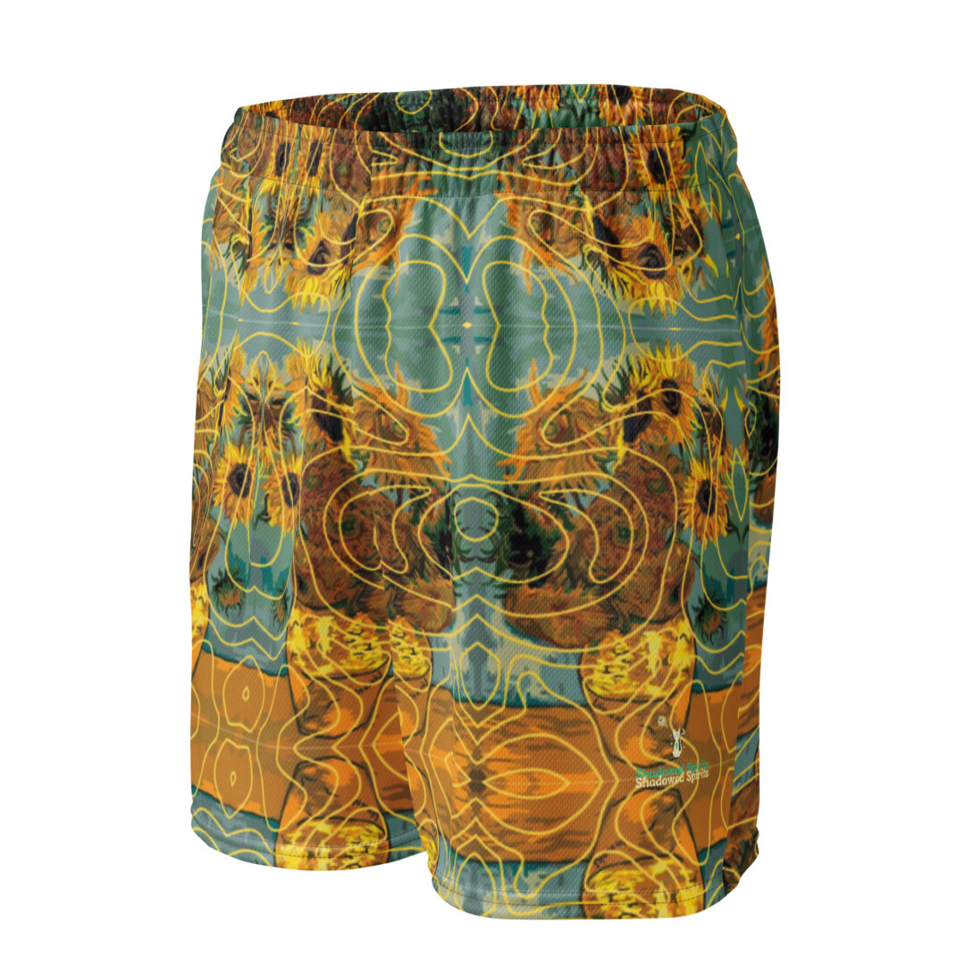 Van Gogh Sunflower Athletic premium graphic shorts with pockets | Up to 6XL Festival Streetwear - Image 8