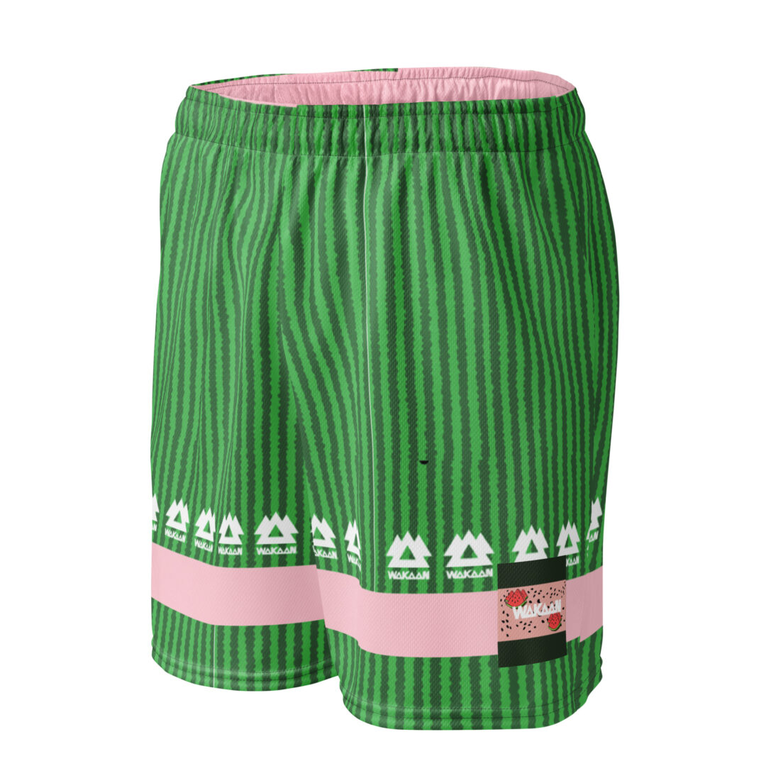 Wakaan Watermelon Print Green Pink All-Over Print Unisex Athletic Shorts 6" inseam - Image 6