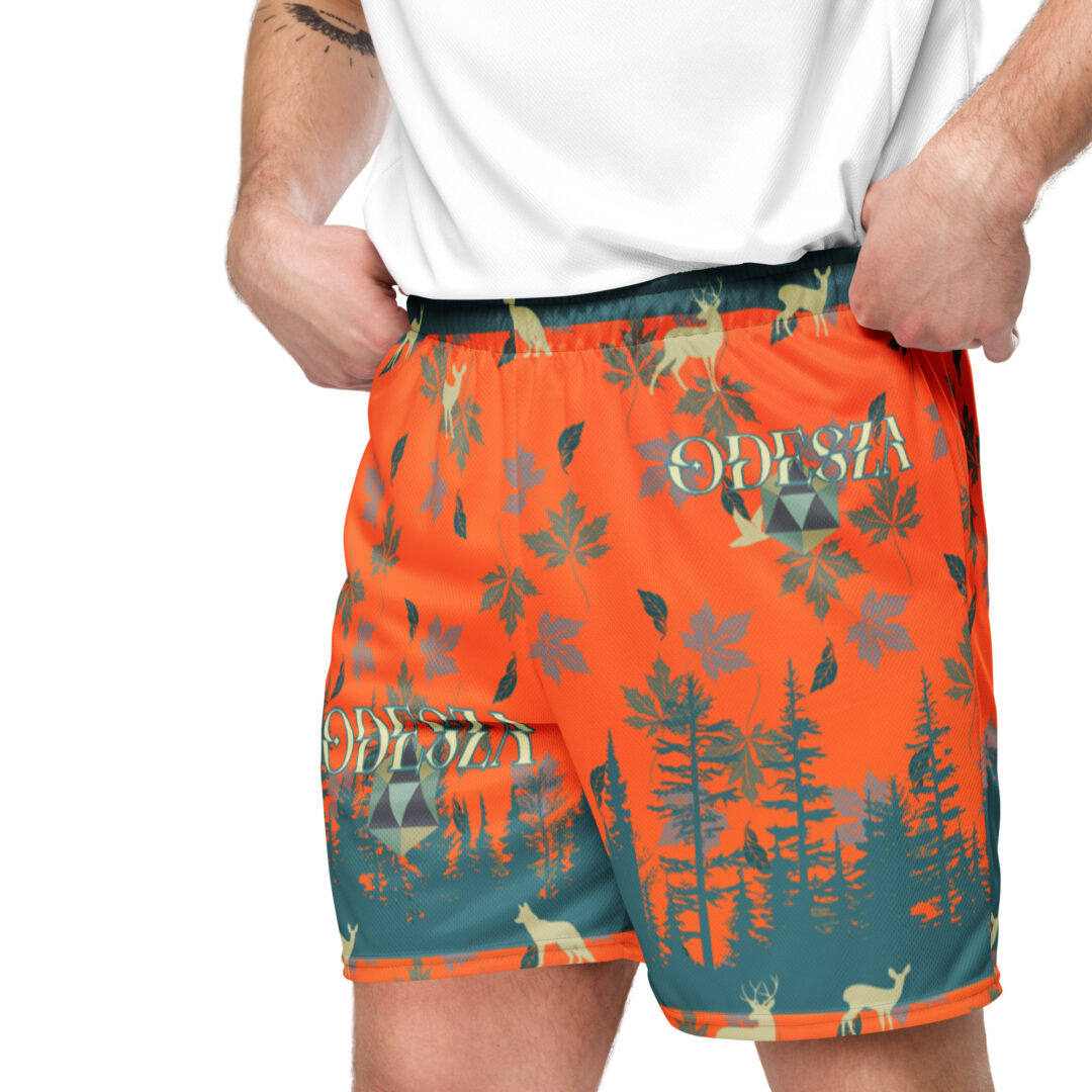 Odesza Fall Spooky Season Safety Orang Unisex mesh shorts | With Pockets up to 6xl custom design premium quality - Image 2