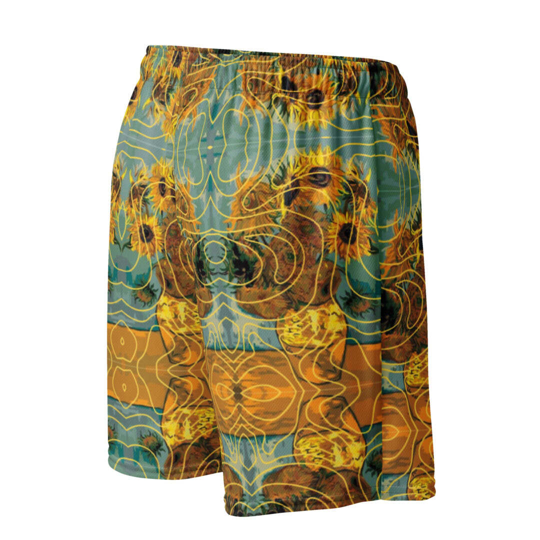 Van Gogh Sunflower Athletic premium graphic shorts with pockets | Up to 6XL Festival Streetwear - Image 6