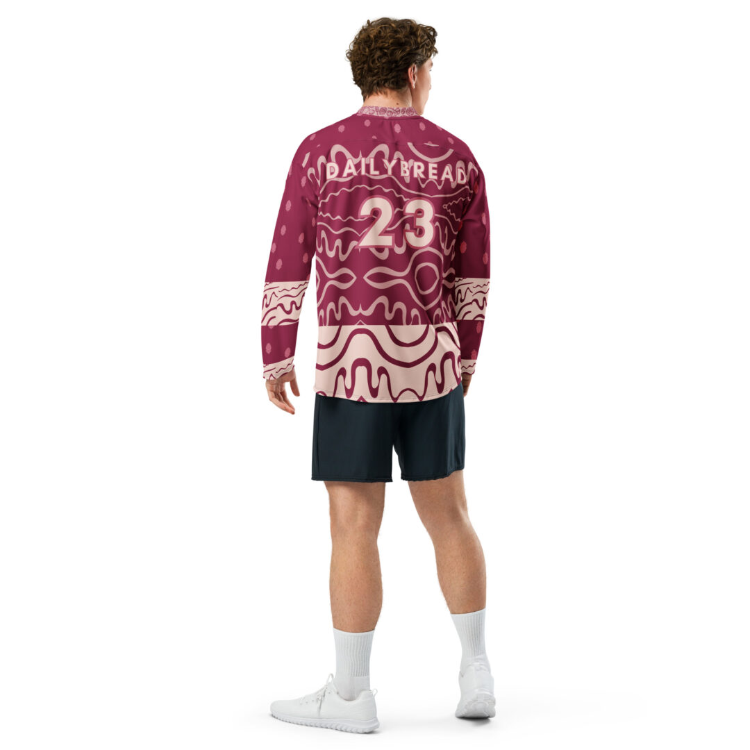 Daily Bread Strawberry Jam Trippy EDM Rave Hockey Fan Jersey | Customizable Premium Breathable Material - Image 3