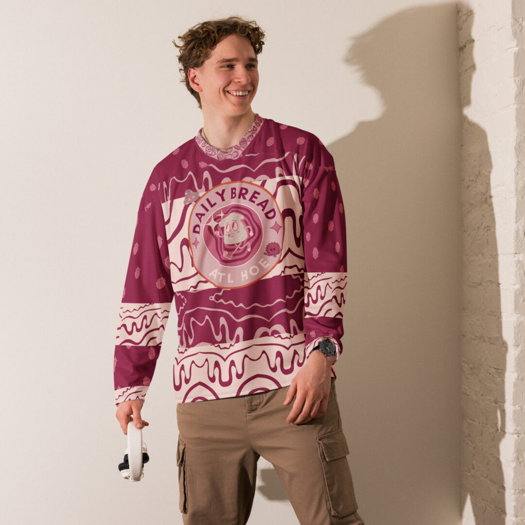 Daily Bread Strawberry Jam Trippy EDM Rave Hockey Fan Jersey | Customizable Premium Breathable Material - Image 9