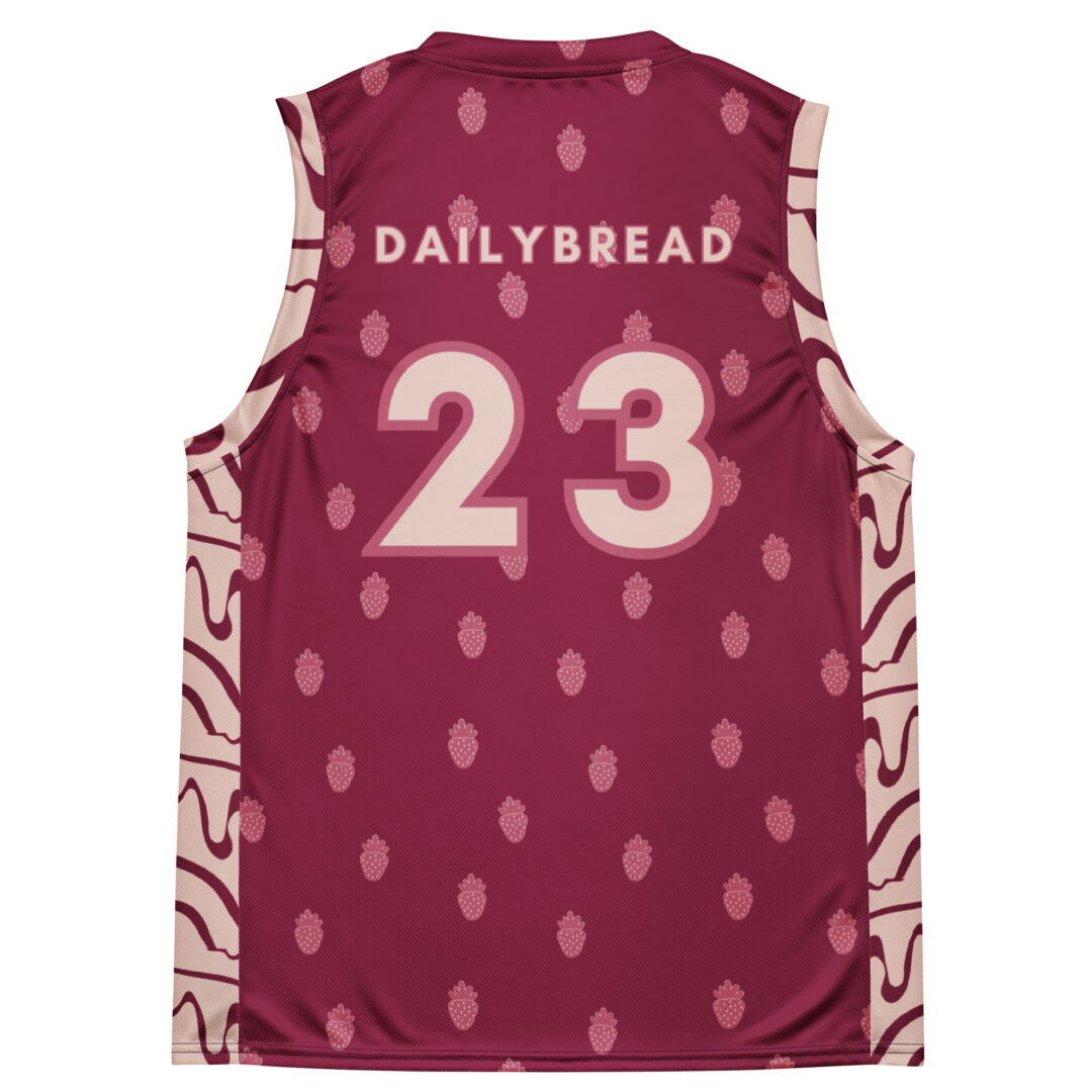 Daily Bread Strawberry Jam Trippy EDM Rave Basketball Fan Jersey | Customizable Premium Breathable Material - Image 3