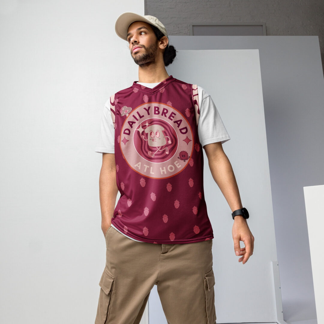 Daily Bread Strawberry Jam Trippy EDM Rave Basketball Fan Jersey | Customizable Premium Breathable Material - Image 5