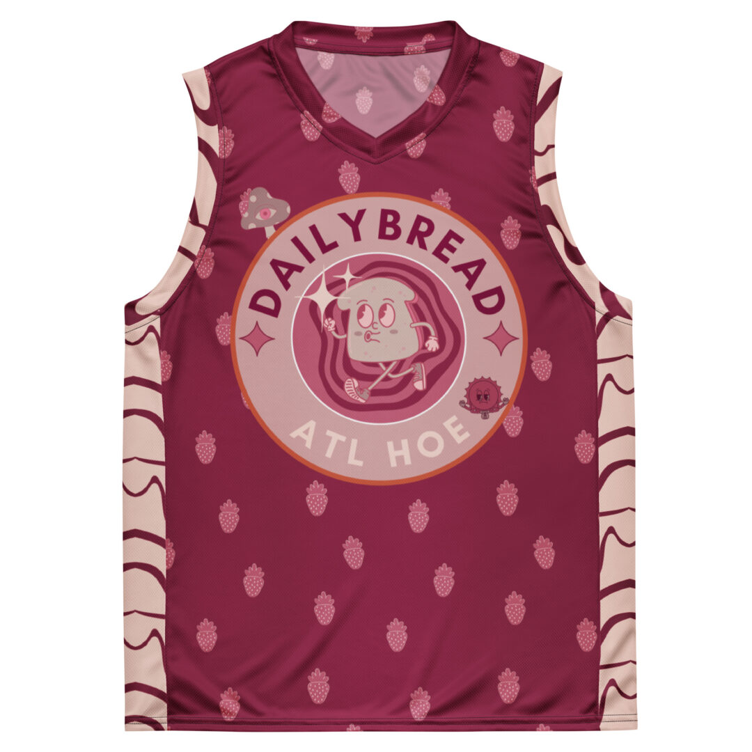 Daily Bread Strawberry Jam Trippy EDM Rave Basketball Fan Jersey | Customizable Premium Breathable Material - Image 7