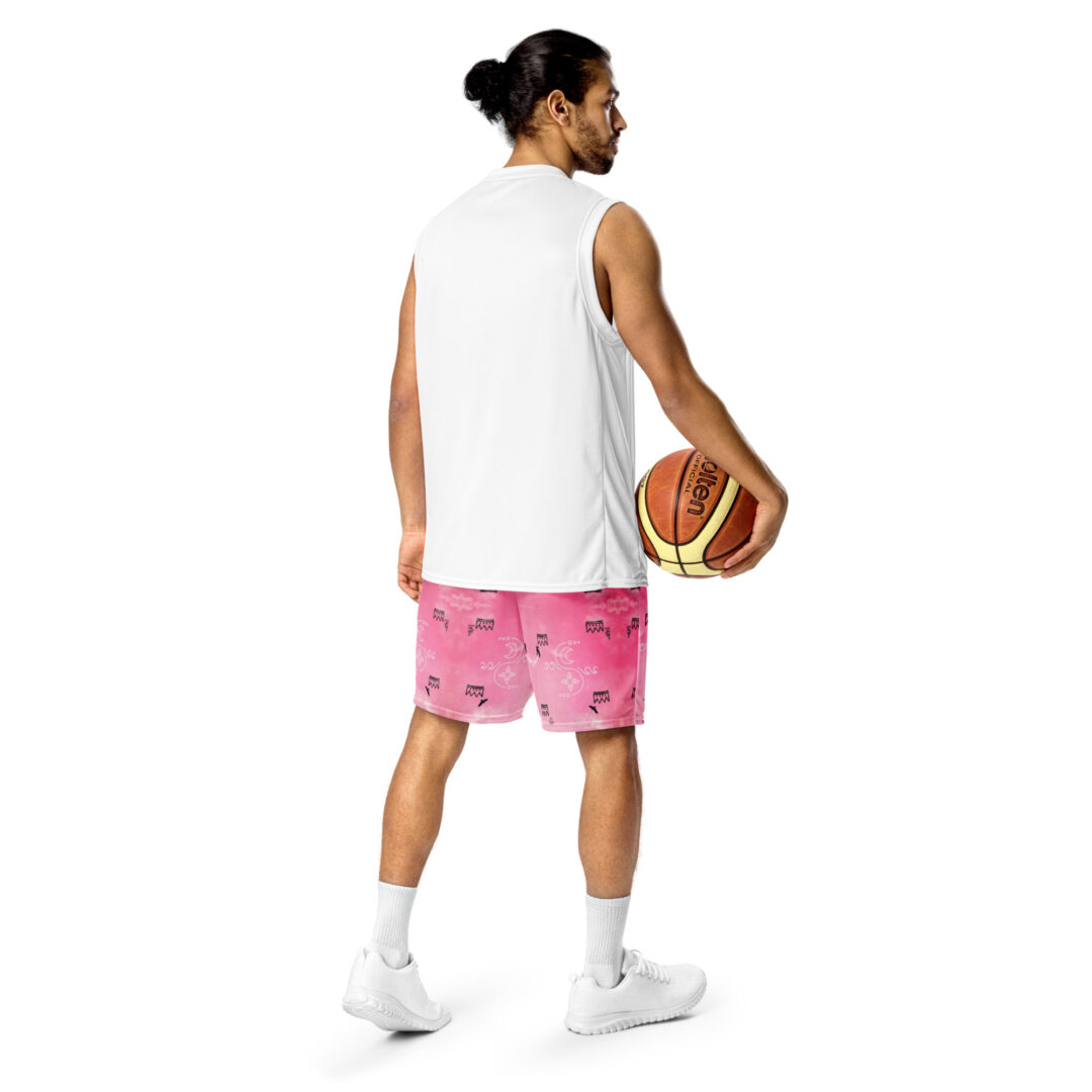 Charlesthefirst rare pink cloud sky hawk labgroup Unisex mesh shorts | rave shorts with pockets ultra comfy - Image 6