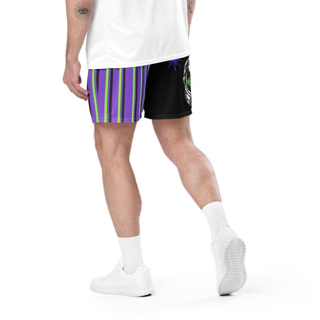 Slander EDM DJ Athletic Unisex mesh shorts with pockets half n half print - Image 3