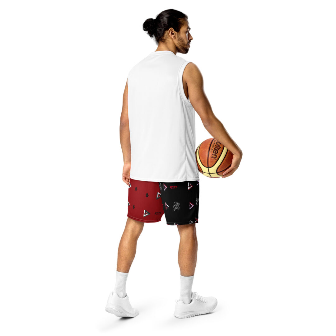 Rezz Split Dye Red Black Unisex Custom Print Athletic Shorts with Pockets - Image 7