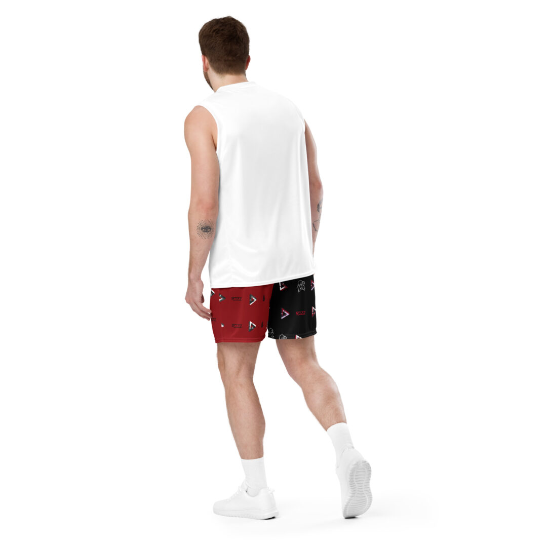 Rezz Split Dye Red Black Unisex Custom Print Athletic Shorts with Pockets - Image 9