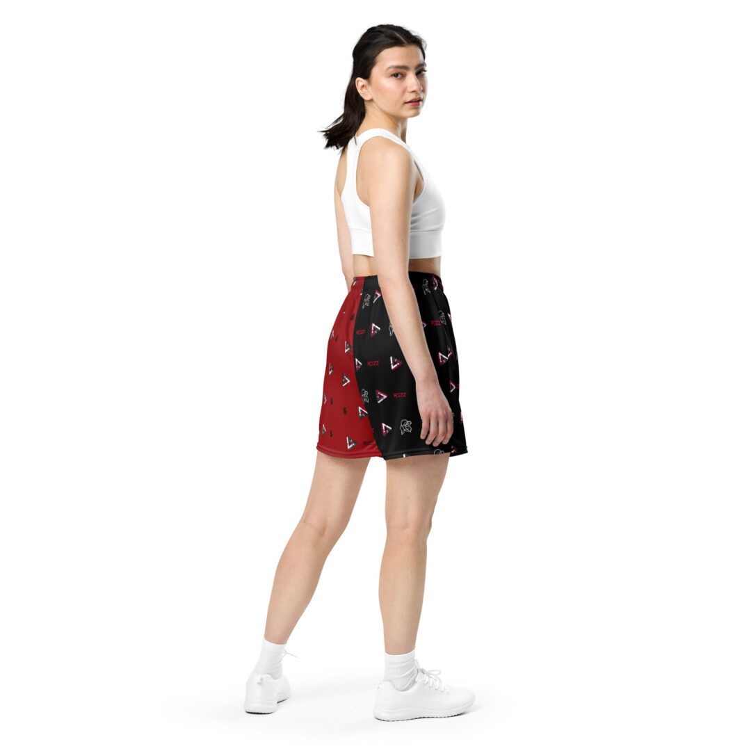 Rezz Split Dye Red Black Unisex Custom Print Athletic Shorts with Pockets - Image 10