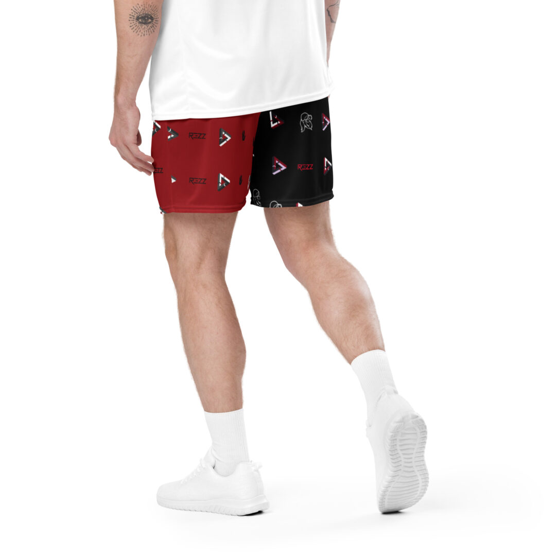 Rezz Split Dye Red Black Unisex Custom Print Athletic Shorts with Pockets - Image 15