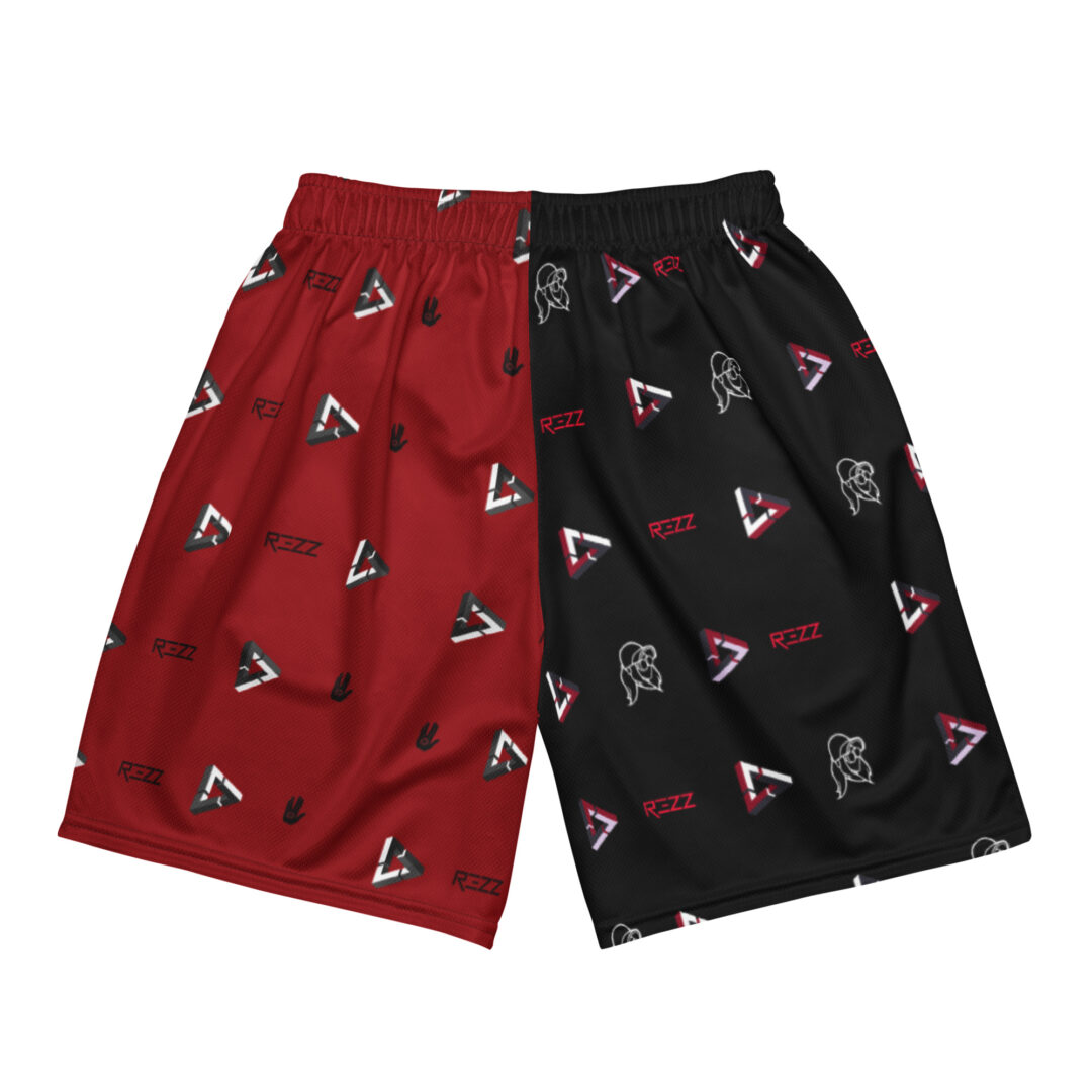Rezz Split Dye Red Black Unisex Custom Print Athletic Shorts with Pockets - Image 16