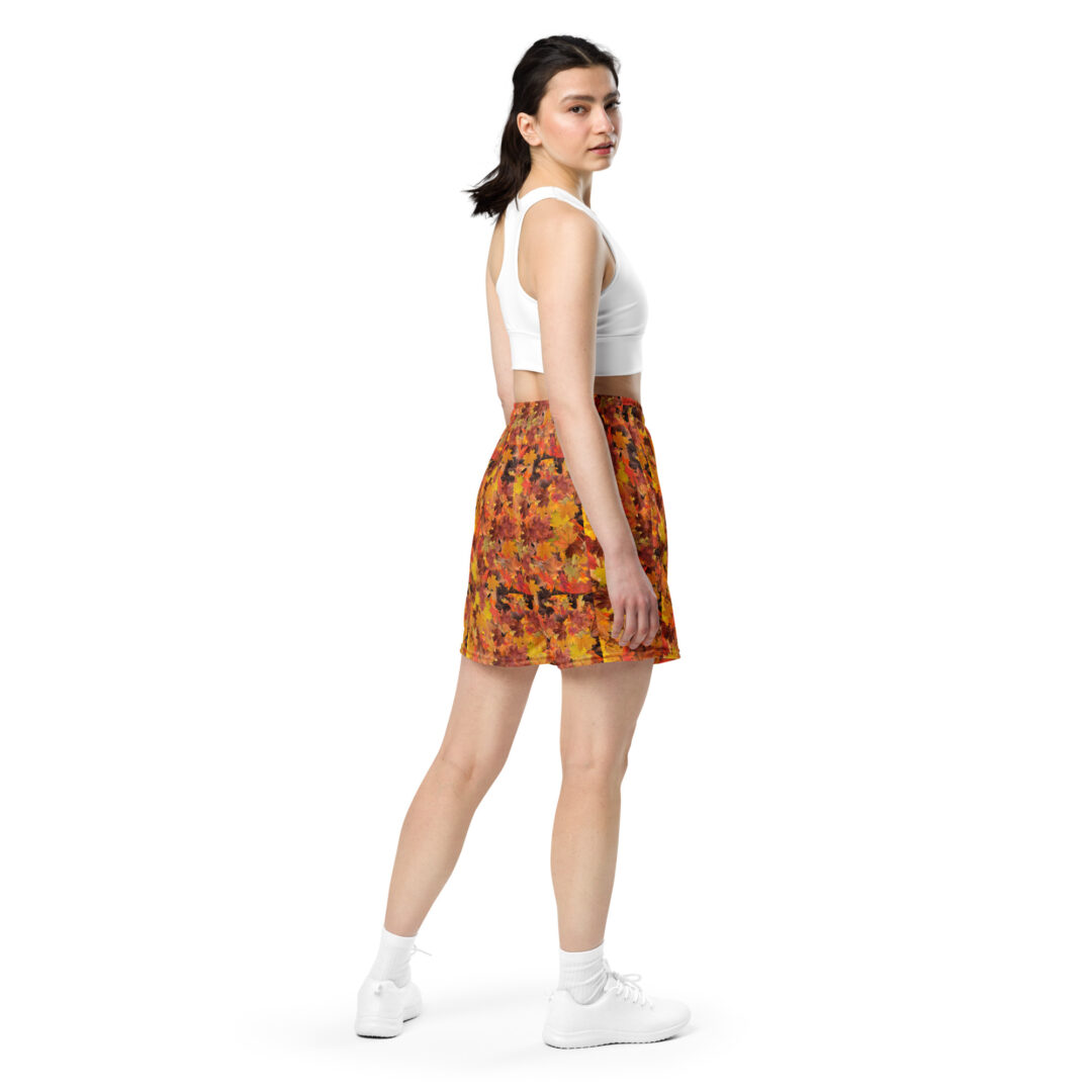 Fall Leaves Foliage Custom Athletic Shorts | Preimum Gym Wear 6.5" Inseam with Pockets - Image 13