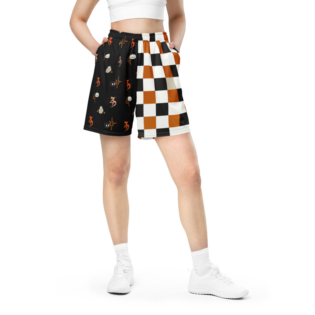 Zeds Dead Halloween Shorts | Split Dye Checkered Premium Alternative Festivalwear - Image 2