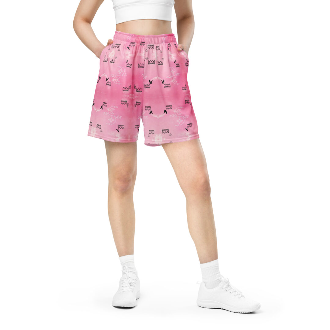 Charlesthefirst rare pink cloud sky hawk labgroup Unisex mesh shorts | rave shorts with pockets ultra comfy - Image 2