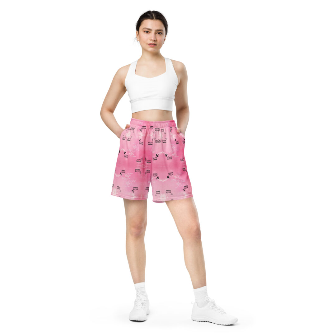 Charlesthefirst rare pink cloud sky hawk labgroup Unisex mesh shorts | rave shorts with pockets ultra comfy - Image 9