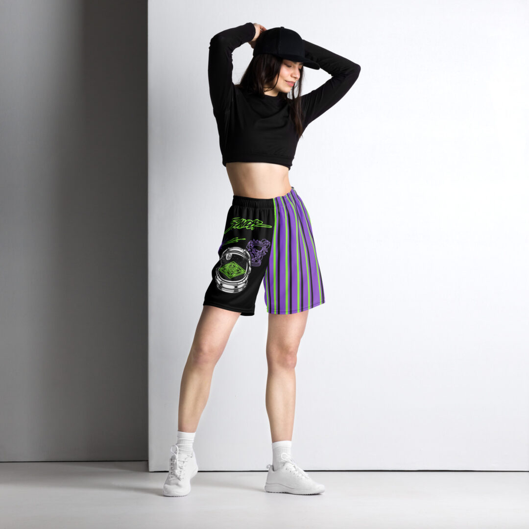 Slander EDM DJ Athletic Unisex mesh shorts with pockets half n half print - Image 8