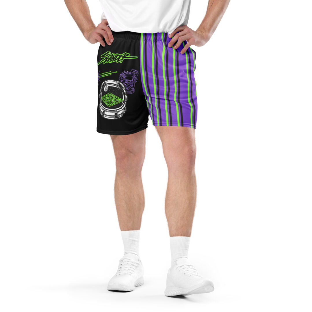 Slander EDM DJ Athletic Unisex mesh shorts with pockets half n half print - Image 12