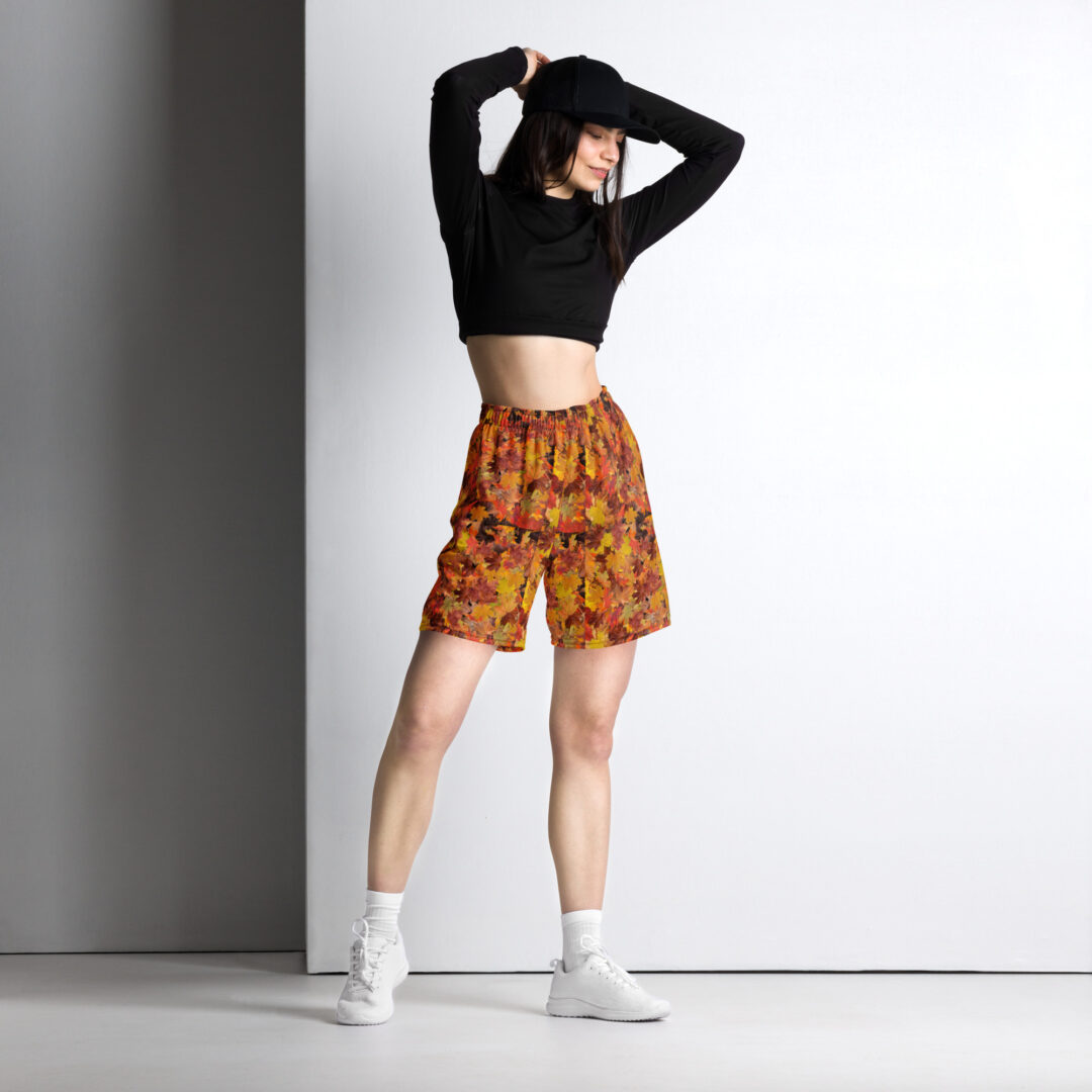 Fall Leaves Foliage Custom Athletic Shorts | Preimum Gym Wear 6.5" Inseam with Pockets - Image 9