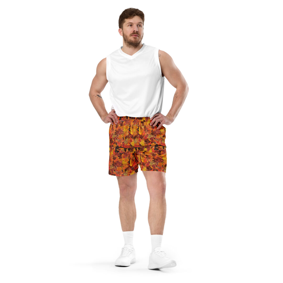 Fall Leaves Foliage Custom Athletic Shorts | Preimum Gym Wear 6.5" Inseam with Pockets - Image 10