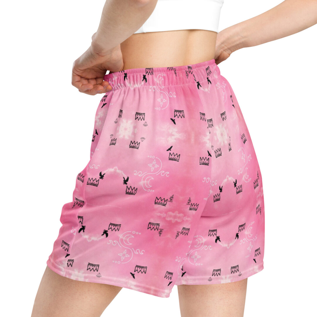 Charlesthefirst rare pink cloud sky hawk labgroup Unisex mesh shorts | rave shorts with pockets ultra comfy - Image 3