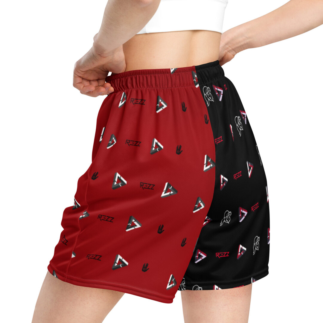 Rezz Split Dye Red Black Unisex Custom Print Athletic Shorts with Pockets - Image 2