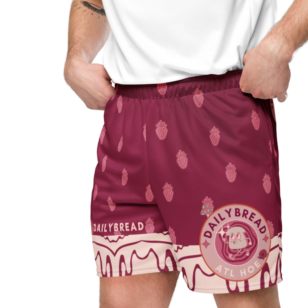 Daily Bread Strawberry Jam Trippy EDM Athletic Shorts with pockets | Customizable Premium Breathable Material - Image 4