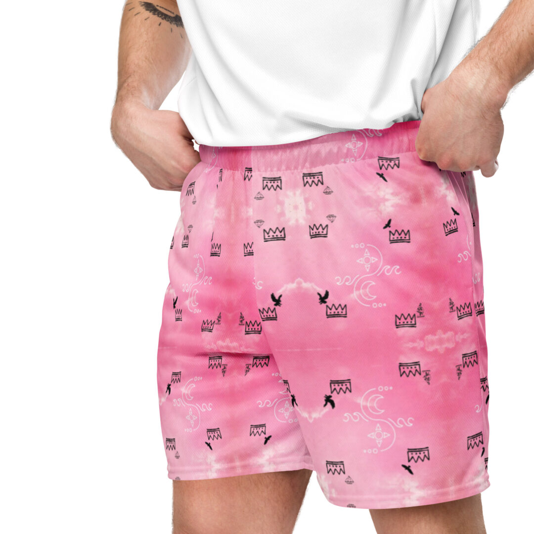 Charlesthefirst rare pink cloud sky hawk labgroup Unisex mesh shorts | rave shorts with pockets ultra comfy - Image 5