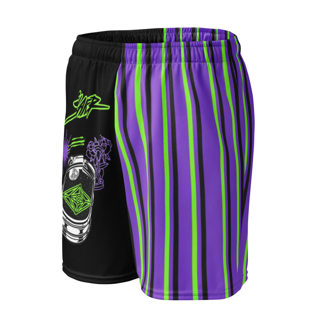 Slander EDM DJ Athletic Unisex mesh shorts with pockets half n half print - Image 10