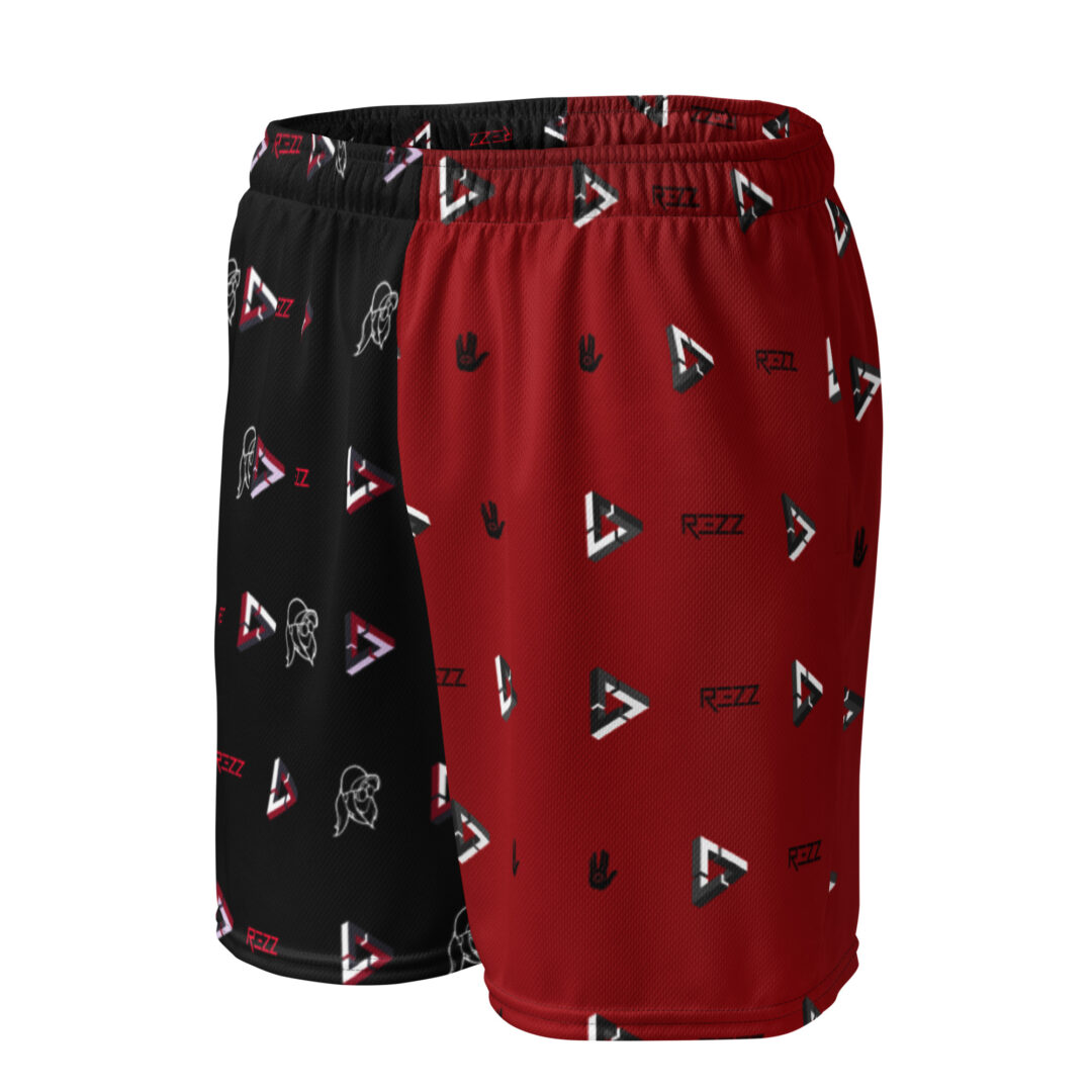 Rezz Split Dye Red Black Unisex Custom Print Athletic Shorts with Pockets - Image 5