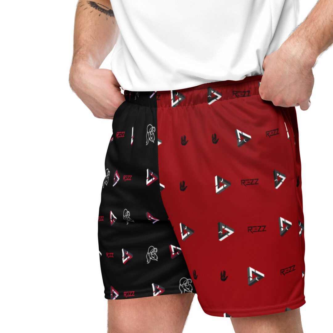 Rezz Split Dye Red Black Unisex Custom Print Athletic Shorts with Pockets - Image 8