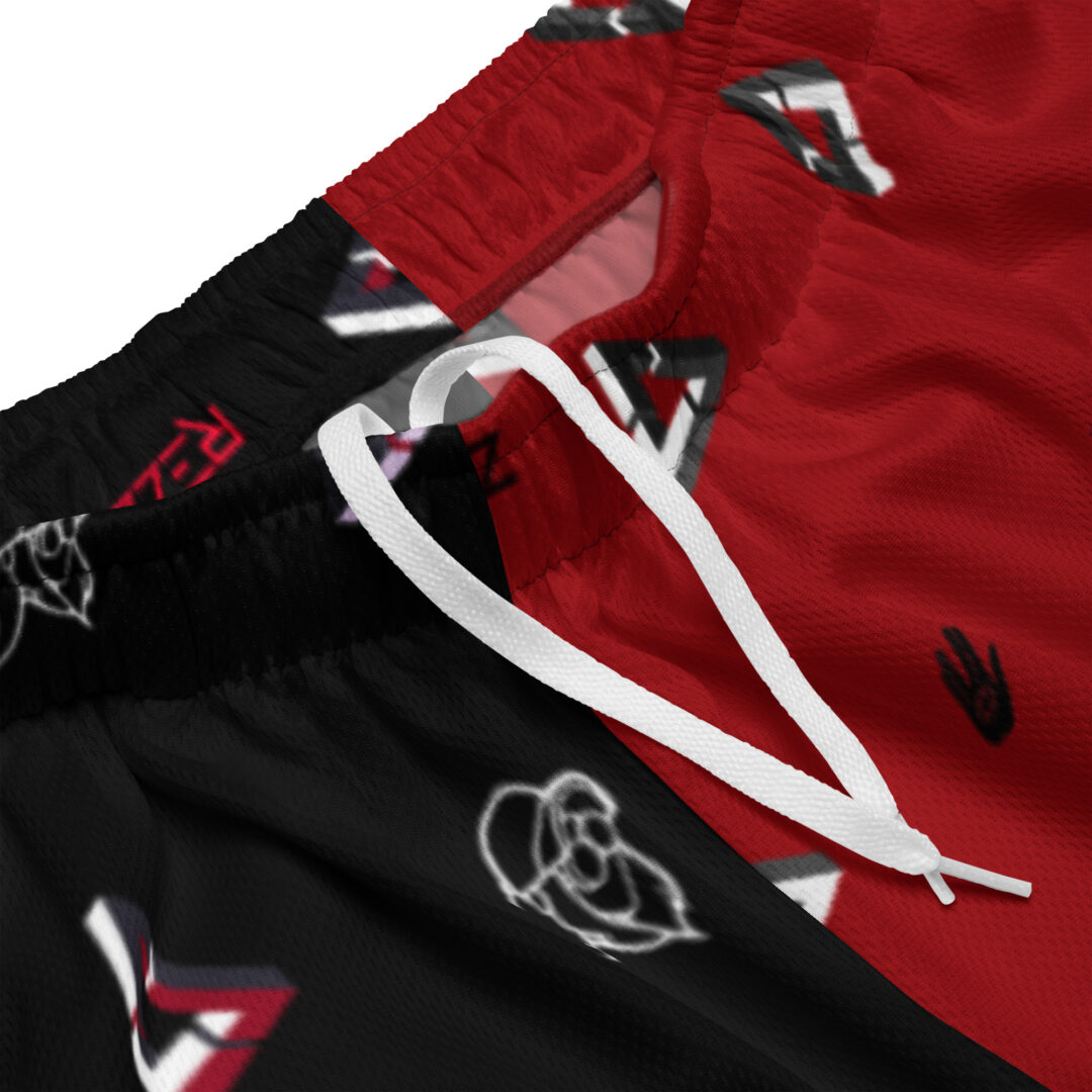 Rezz Split Dye Red Black Unisex Custom Print Athletic Shorts with Pockets - Image 11