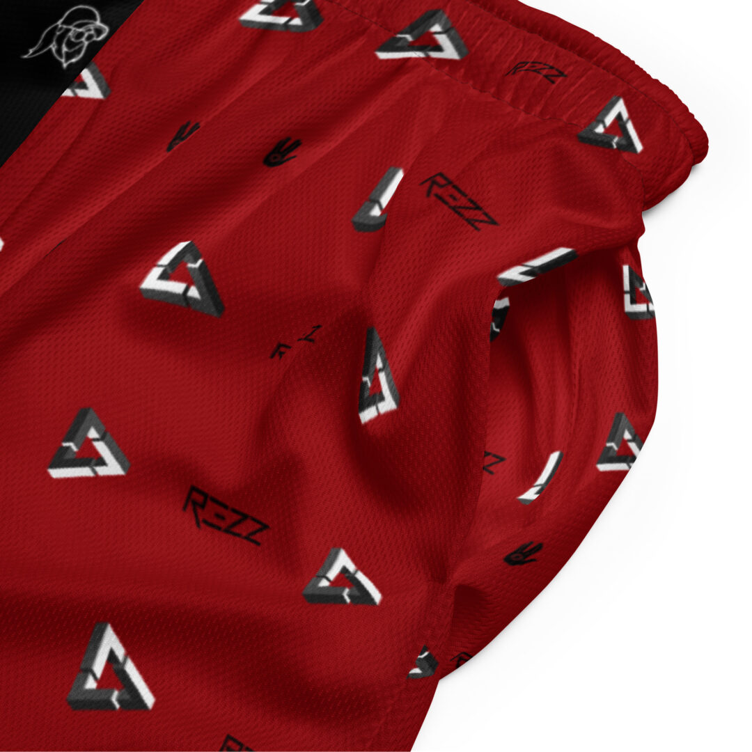 Rezz Split Dye Red Black Unisex Custom Print Athletic Shorts with Pockets - Image 14