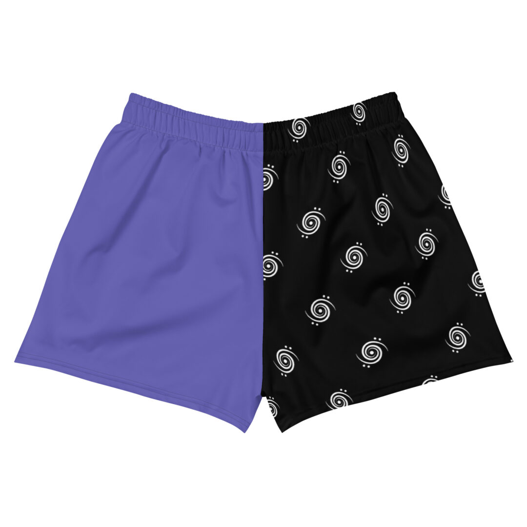 Mersiv Black and Purple Split Dye Edm Athletic Shorts | 2.5" inseam premium festivalwear with pockets - Image 2