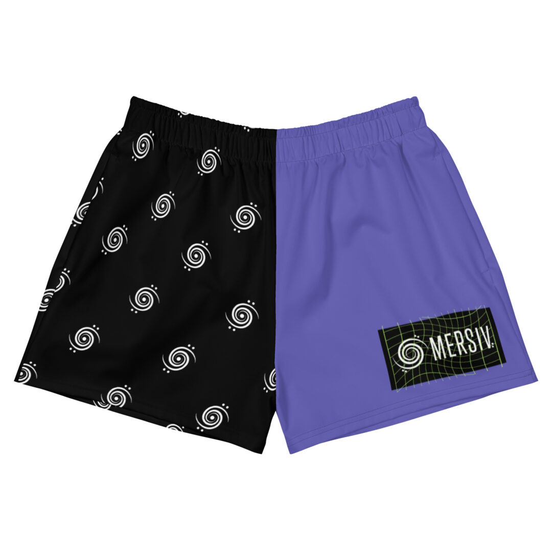 Mersiv Black and Purple Split Dye Edm Athletic Shorts | 2.5" inseam premium festivalwear with pockets - Image 9