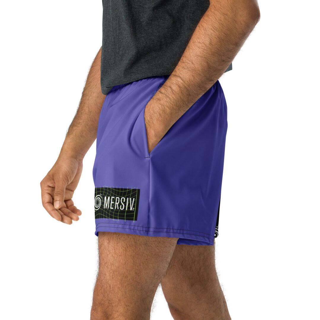 Mersiv Black and Purple Split Dye Edm Athletic Shorts | 2.5" inseam premium festivalwear with pockets - Image 7