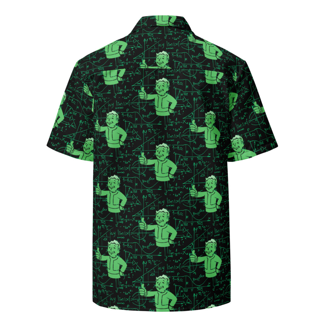 Fallout Green Valut Pip Boy Comic Book Turret Large Graphic Unisex Button Up Shirt - Image 12