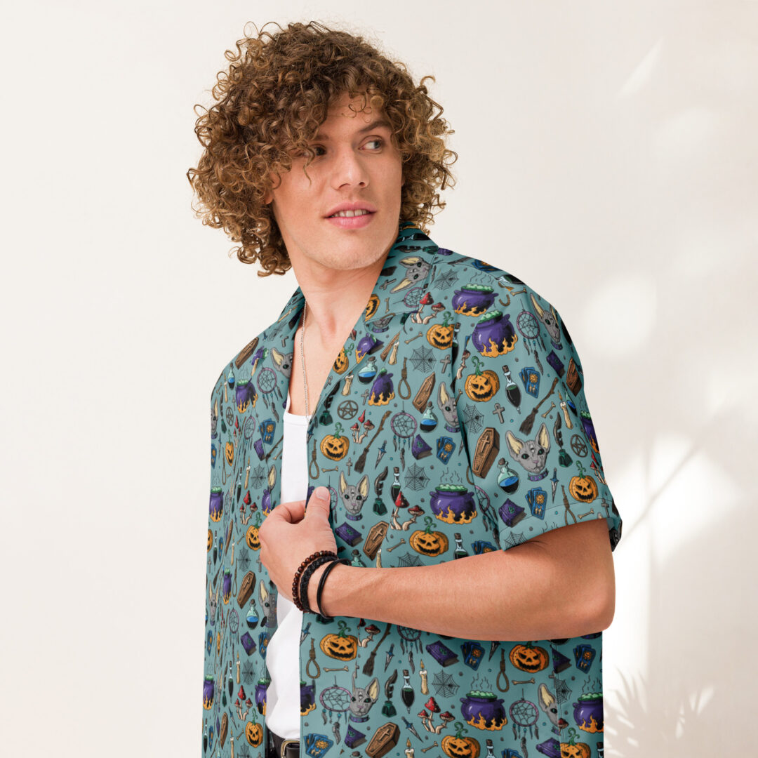 Haunted Horrors Spooky Season Button Up Shirt | Alternative Streetwear - Image 8