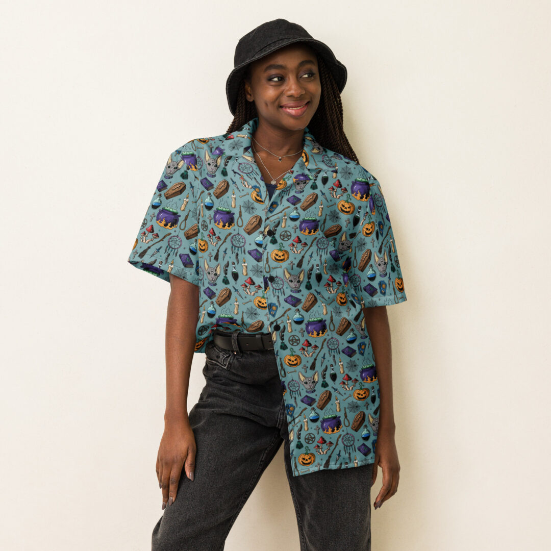 Haunted Horrors Spooky Season Button Up Shirt | Alternative Streetwear - Image 9