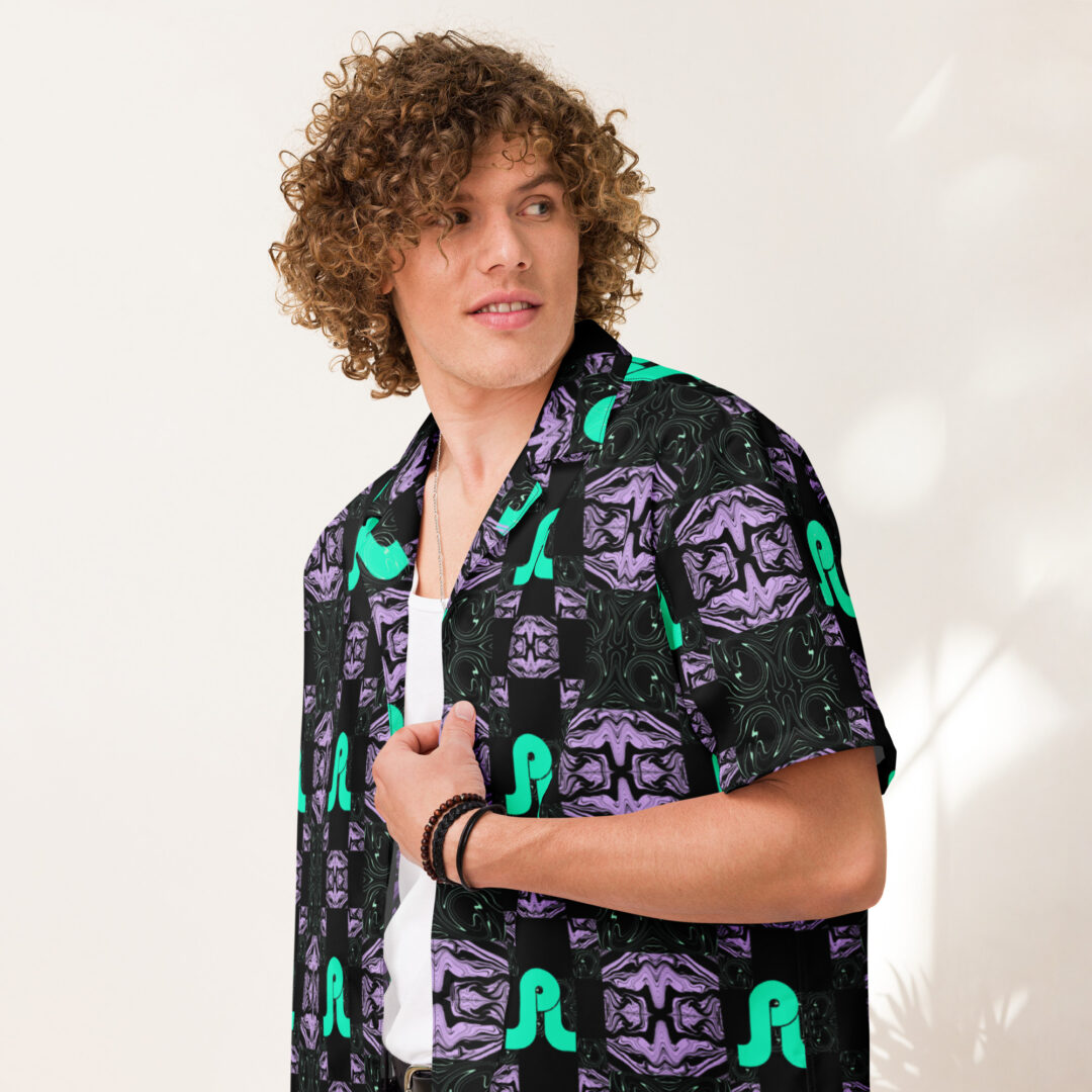 Pretty Lights Purple Kalediscope Trippy Custom Button Up - Image 10