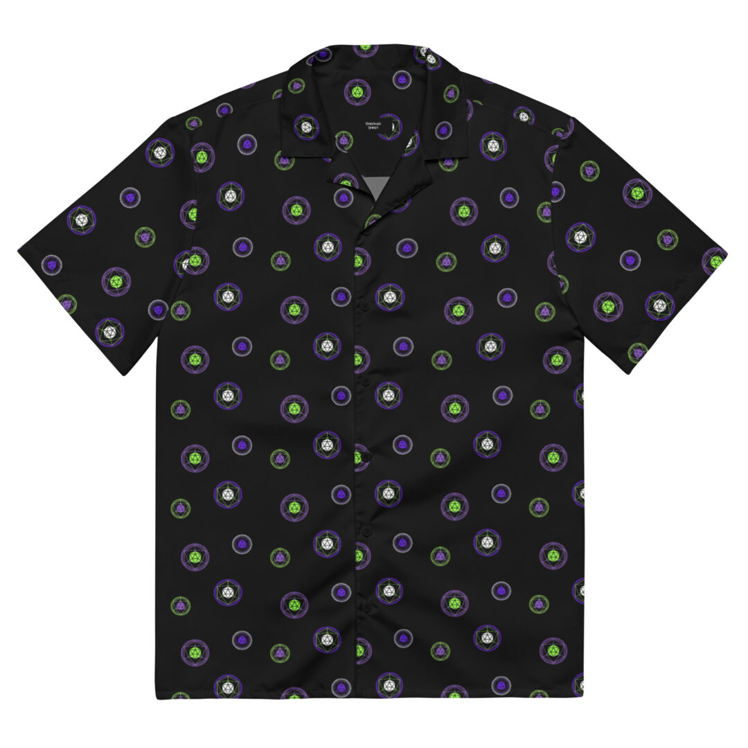 Odesza All Over Logo Purple Black Green Unisex button up shirt | Premium Quality - Image 4